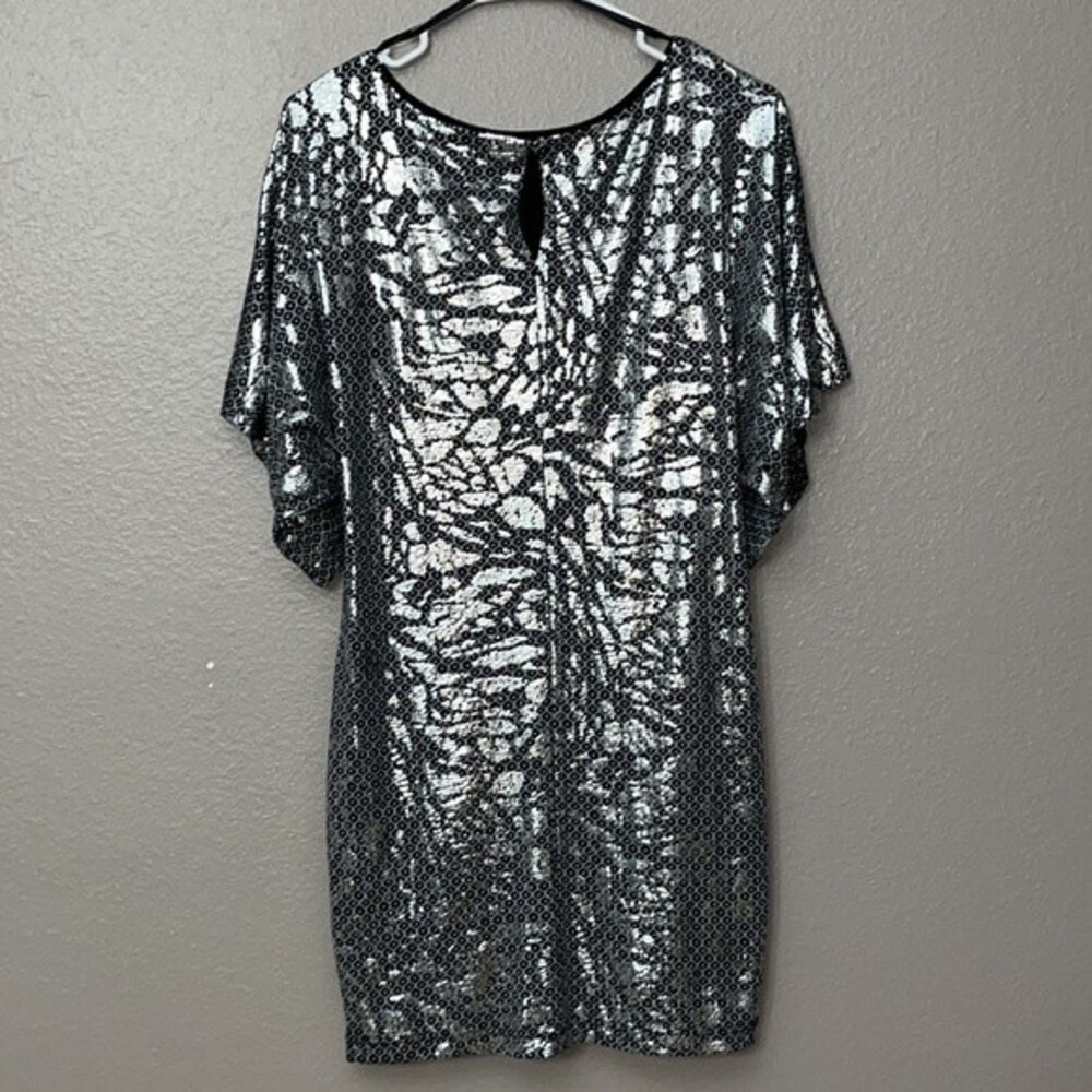 Hailey Logan by Adrianna Papell mini shift cocktail dress black metallic XS - Picture 10 of 14